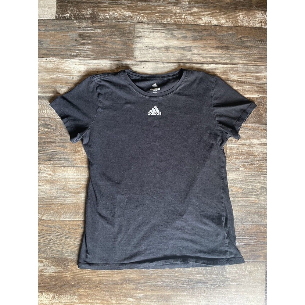 Adidas, Golf Women's Black Cotton Crew Tee, Breathable Golf Tee